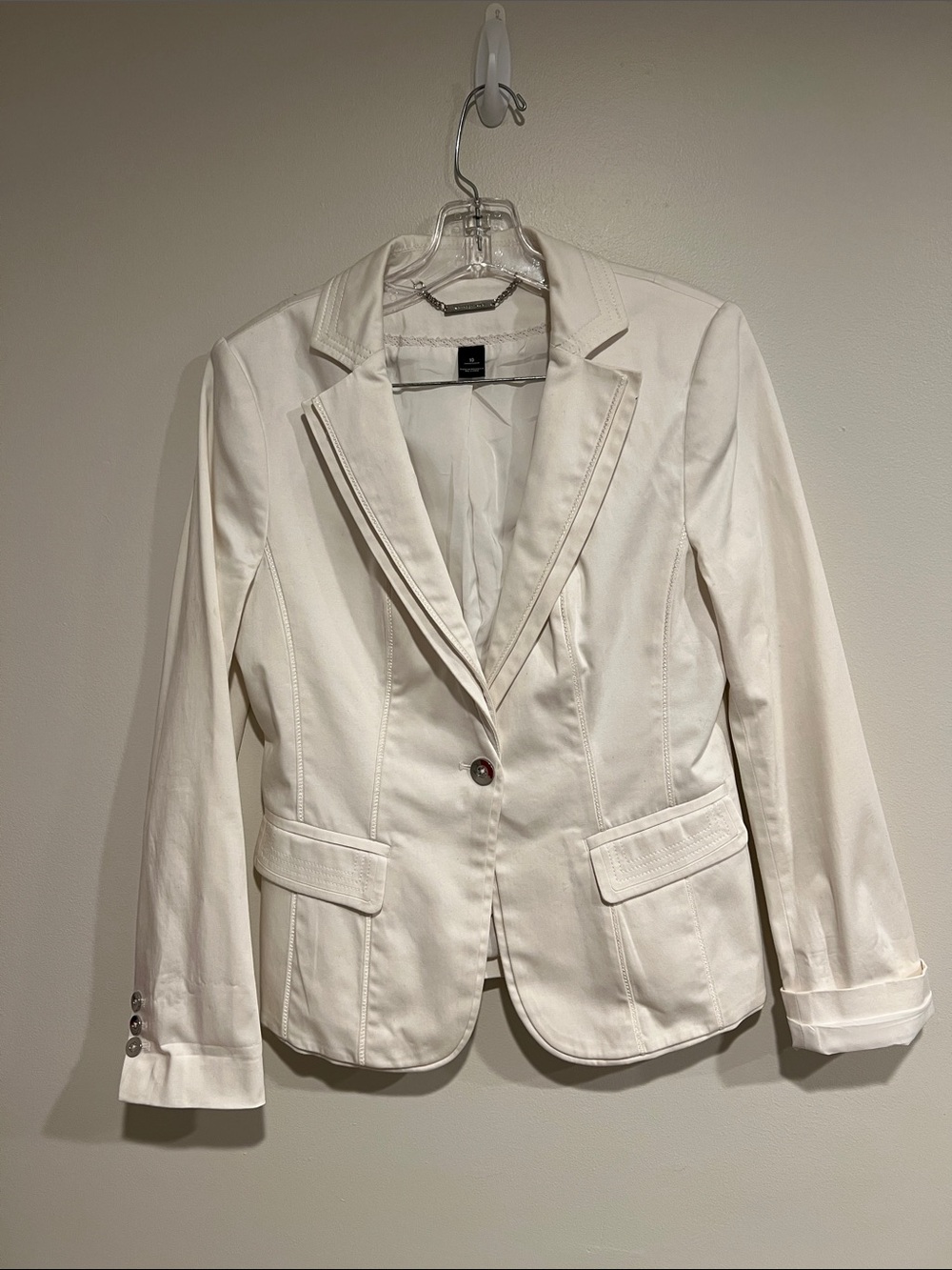 Banana Republic White Single-Button Tailored Blazer
